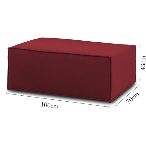 Talamo Italia Pouf Antonella, Pouf da salotto, 100% Made in Italy,  Poltroncina relax in tessuto imbottito, Cm 100x70h43, Rosso, con imballo  rinforzato