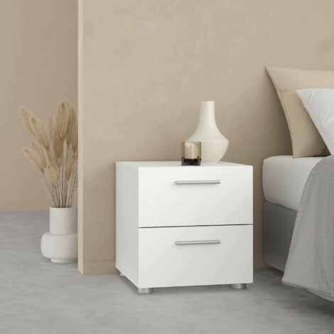 WOODEEM Comodino Bianco Scanalato Con Cassetto – 47x35x61 Cm – Maniglia Oro Chiaro – Design Moderno Per Camera Da Letto E Soggiorno - 4
