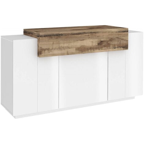 Dmora - Credenza Dmanar, Madia da cucina a 4 ante, Buffet da