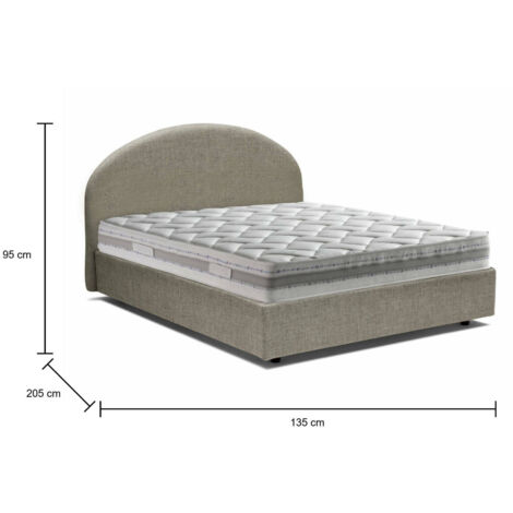 Letto piazza e mezza Dabba, Letto contenitore con rivestimento in ecopelle,  Apertura frontale, adatto per materasso Cm 120x190, Bianco