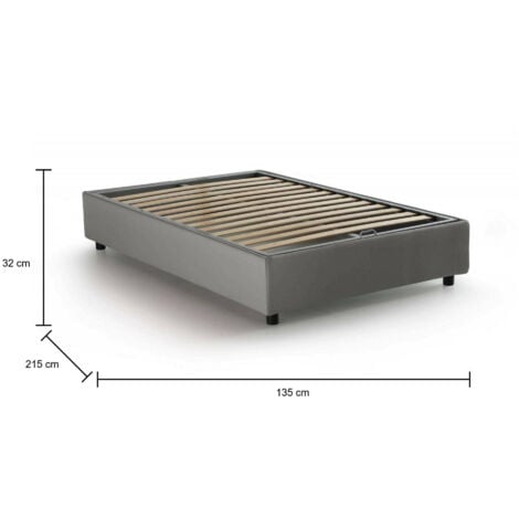 Dmora - Letto piazza e mezza Daccardi, Letto contenitore con rivestimento  in tessuto, 100% Made in