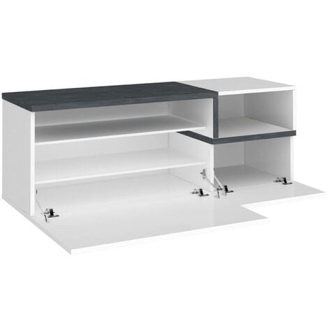 Dmora Bianco Lucido e Pero Mobile da Ingresso, Made in Italy, Entratina con  Appendiabiti, Scarpiera, cm 120x40h54, Colore