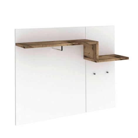 Appendiabiti verticale, Made in Italy, con tubo per vestiti, due ripiani,  Mobile per ingresso, Entratina moderna, cm 50x30h200