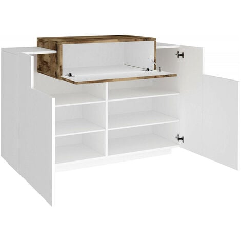 Scarpiera Dmaric, Mobile multiuso a 2 ante e 1 anta a ribalta, Portascarpe  da ingresso, 100% Made in Italy, cm 80x40h80, Bianco lucido e Ardesia