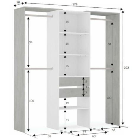 Dmora - Guardaroba Dmagrin, Struttura per cabina armadio angolare, Mobile  appendiabiti aperto ad angolo, 228x79h187 cm, Bianco