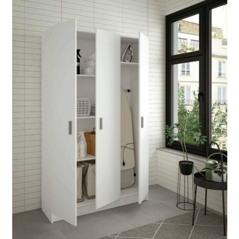 Dmora - Armadio multiuso Dain, Mobile ausiliario a 3 ante, Guardaroba  portascarpe, Guardaroba portascope, 109x37h180 cm, Bianco