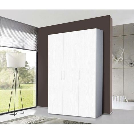 Armadio Guardaroba Dmora 4 Ante E 3 Cassetti - Bianco, 154x59x200 Cm, Per Camera Da Letto - Foto 6