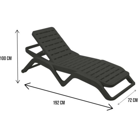 Lettino prendisole, Sdraio da giardino regolabile con braccioli, Lettino da  esterno, 100 % Made in Italy, Cm 192x71h100, Antracite