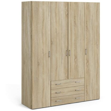 Dmora - Guardaroba grande Amoruccio, Mobile camera da letto, Cabina armadio portabiti, Armadio appendiabiti, 154x50 h200 cm, Quercia