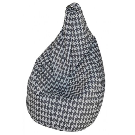 Talamo Italia - Pouf Maristella, Poltrona multiuso, Poltroncina sacco, Pouf poggiapiedi, Made in Italy, 80x80 h120 cm, Nero e Bianco, Pied de poule grande