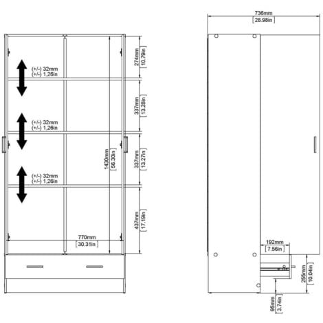 Dmora - Guardaroba 2 ante Amylya, Mobile camera da letto, Cabina armadio portabiti, Armadio appendiabiti, 79x36 h170 cm, Quercia