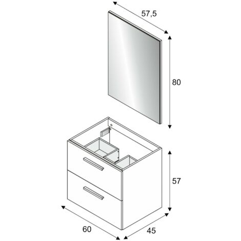 Mobile sottolavabo Yonkers, Mobiletto per bagno a 2 cassetti