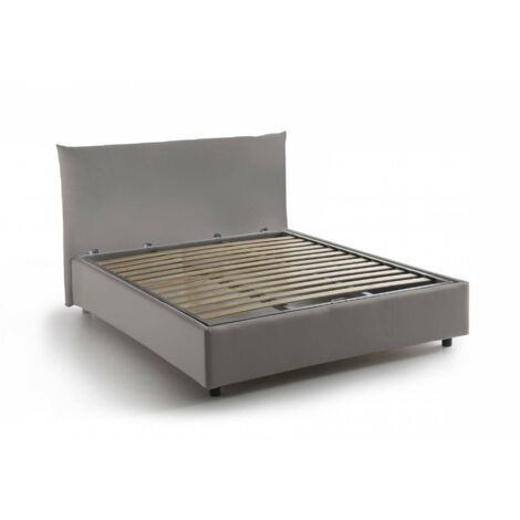 Talamo Italia Letto piazza e mezza Ornella, Letto contenitore con rivestimento in tessuto, 100% Made in Italy, Apertura frontale, adatto per materasso Cm 120x190, Tortora, con imballo rinforzato (1/5)