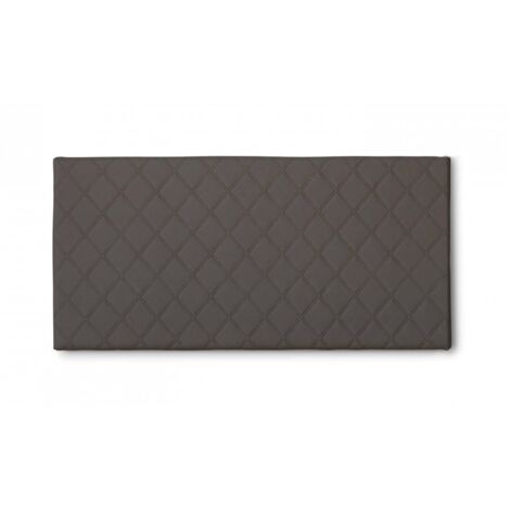 Dmora - Letto piazza e mezza Dbernab, Testata in ecopelle a muro, 100% Made in Italy, adatta a letto da una piazza e mezza, Cm 130x60, Tortora (1/4)