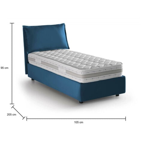 Letto contenitore 140x190 cm in tessuto blu DAAJJ