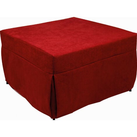 Dmora Pouf trasformabile in letto, in tessuto imbottito, rete e materasso  inclusi, cm 75x75h42 cm, colore