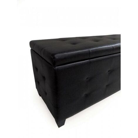 Dmora Pouf- contenitore in ecopelle, colore nero, Misure 140 x 47 x 45 cm