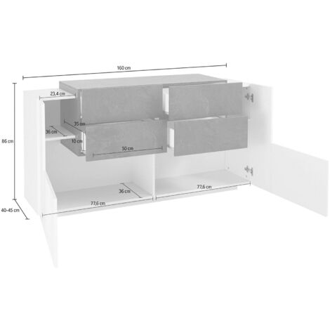 Dmora Credenza moderna a 7 ante, Made in Italy, Madia da cucina, Buffet di  design da soggiorno, cm 200x45h86, colore Bianco lucido e Pero : :  Casa e cucina