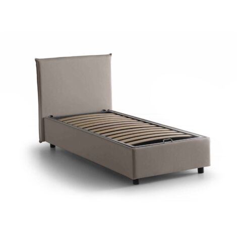 Letto matrimoniale Ddestr, Letto contenitore con rivestimento in