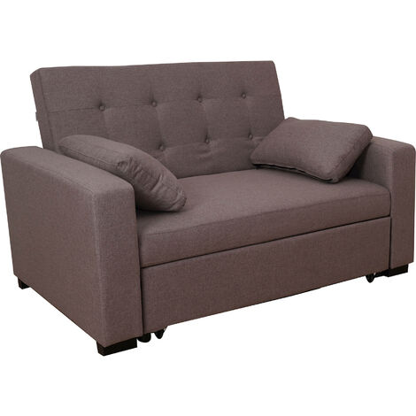 HOMESCAPES Cuscino trapuntato marrone a 2 posti, sfoderabile, 100 cm di