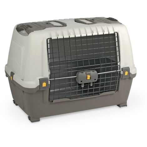 Dmora - Trasportino per cani o gatti Fausta, Trasportino rigido, Gabbietta portatile con tappetino, 100% Made in Italy, Beige e Marrone, 76x45h54 cm (1/4)