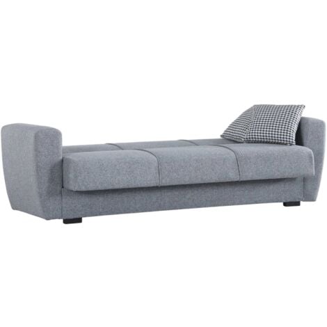 Dmora - Divano letto 3 posti Nox, Divano letto contenitore lineare, Sofà da soggiorno apertura click-clack, 223x84xh80 cm, Grigio