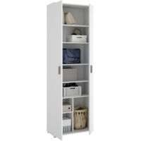 Dmora - Armadio multiuso 2 ante Apro, Mobile multifunzione portaoggetti, Guardaroba porta scarpe, 61x35h190 cm, Bianco