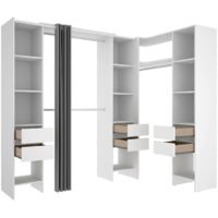 Dmora - Guardaroba grande Alanno, Mobile camera da letto, Cabina armadio portabiti, Armadio appendiabiti, 234x141 h205 cm, Bianco