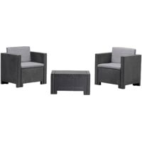 Dmora - Set salotto da esterno Camini, Salottino outdoor, Set da balcone o giardino, Composizione soggiorno per esterni, Made in Italy, Antracite