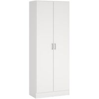 Armadio Multiuso 2 Ante Sora, 3 Ripiani, 2 Ante, 34.6x180h cm Bianco