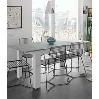 Dmora Tavolo per sala da pranzo estensibile, color cemento e bianco artik, Misure 140 x 78 x 90 cm