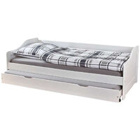 Dmora Divano letto singolo con letto estraibile, colore bianco, cm 199 x 87 x 66 cm.