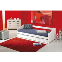 Dmora Divano letto singolo con letto estraibile, colore bianco, cm 199 x 87 x 66 cm.