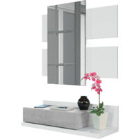 Dmora Mobile da ingresso con cassetto e specchio, colore grigio, Misure 75 x 90 x 29 cm