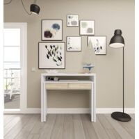 Dmora Scrivania consolle estensibile con due cassetti, colore rovere e  bianco, Misure 98 x 87 x