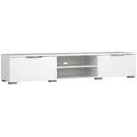 Dmora - Mobile porta TV Ammiro, Credenza da soggiorno, Armadio basso per TV, Base parete attrezzata, 173x40 h33 cm, Bianco lucido