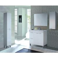 Dmora Mobile a colonna per bagno con due ante e due ripiani interni, colore bianco lucido, Misure 30 x 182 x 25 cm