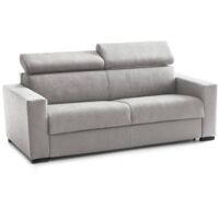 Talamo Italia Divano Letto Aisha, Divano a 3 posti, 100% Made in Italy, Sofà Soggiorno con apertura girevole, con poggiatesta regolabili e Braccioli slim, Cm 200x95h85, Grigio, con imballo rinforzato