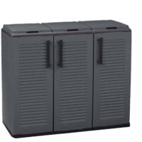 Dmora Armadio portarifiuti da esterno o interno, Mobile porta 3 sacchi a 3 ante per raccolta differenziata, 100% Made in Italy, cm 102x37h84, colore Grigio, con imballo rinforzato