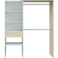 Guardaroba, Struttura per cabina armadio, Armadio aperto senza ante, Cabina  armadio, cm 158x40h187, Bianco e Rovere