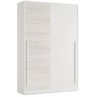 Guardaroba 2 ante Aristode, Armadio per camera da letto, Mobile con barra appendiabiti e 3 ripiani, 120x50h200 cm, Bianco anticato