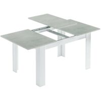 Tavolo allungabile, Consolle estensibile per sala da pranzo, Tavolo apribile da cucina con prolunga, cm 140/190x90h78, Cemento e Bianco