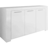 Dmora - Credenza Amaculi, Buffet da soggiorno, Mobile porta TV, Madia per salotto, Armadio moderno a 3 ante, 144x42h80 cm, Bianco