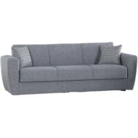Dmora - Divano letto 3 posti Nox, Divano letto contenitore lineare, Sofà da soggiorno apertura click-clack, 223x84xh80 cm, Grigio