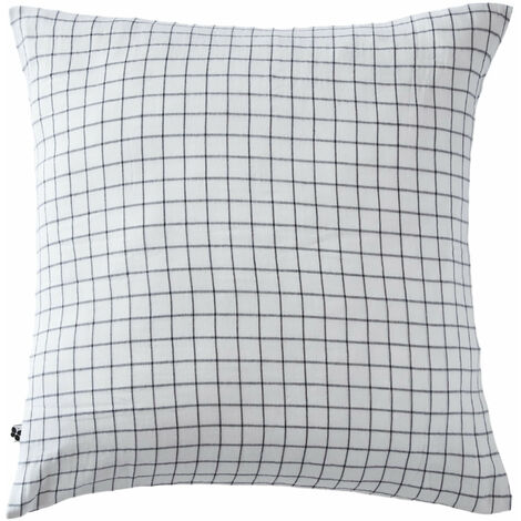 Taie d'oreiller à carreaux double gaze de coton blanc 60x60 (1/2)
