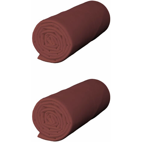 Lot de 2 draps housses jersey terre de sienne bonnet 30 cm 90x190/200 (1/3)