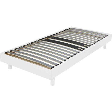 Sommier kit décor blanc zone lombaire renforcée et pieds inclus 90x190 (1/4)