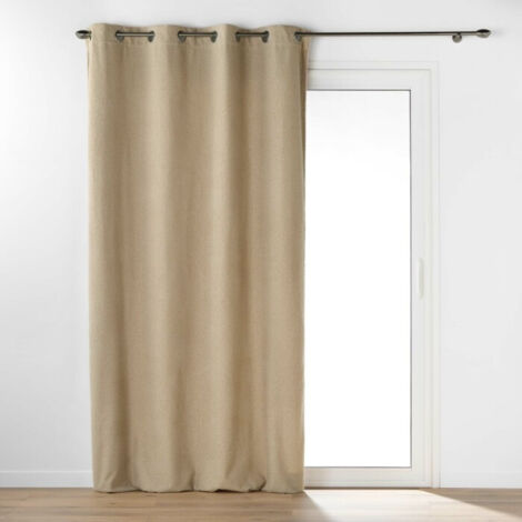 Douceur D'Intérieur – Rideau à oeillets bouclette unie beige 140x240 cm – 100 % polyester – Opacité tamisante – Lavable en machine à 30 °C (1/5)