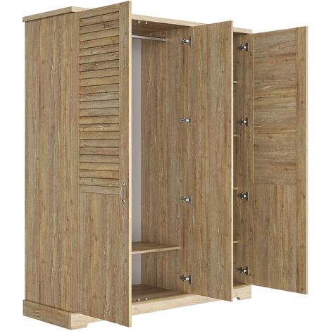 Armoire en bois clair 3 portes avec miroir - AR5070
