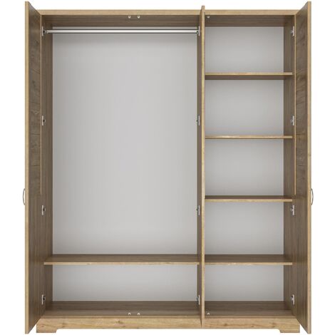 Armoire en bois clair 3 portes avec miroir - AR5070